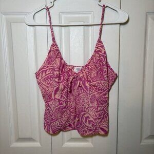NWT Sienna Sky Pink Floral Tropical Smocked Tank Top Cami Boho Festival Sz‎ M